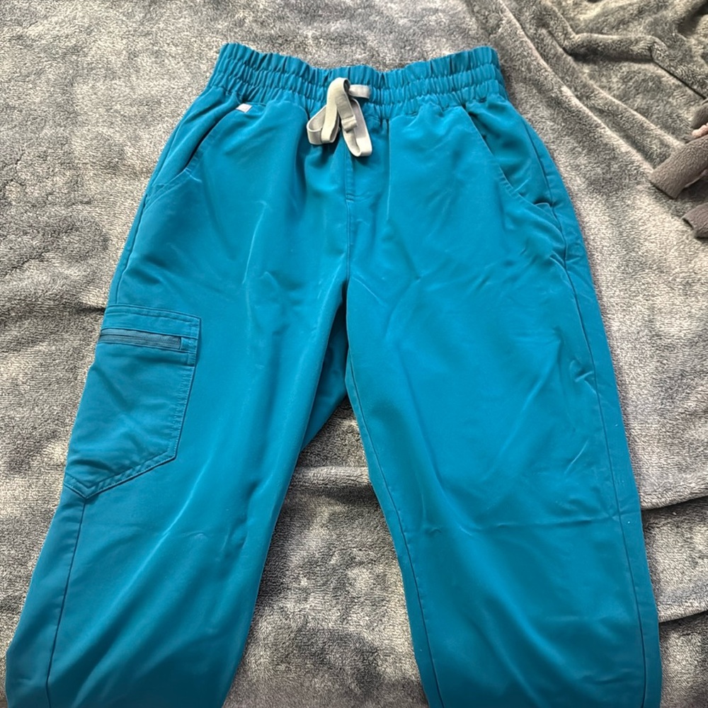 Figs pacific blue scrunch waist jogger size S